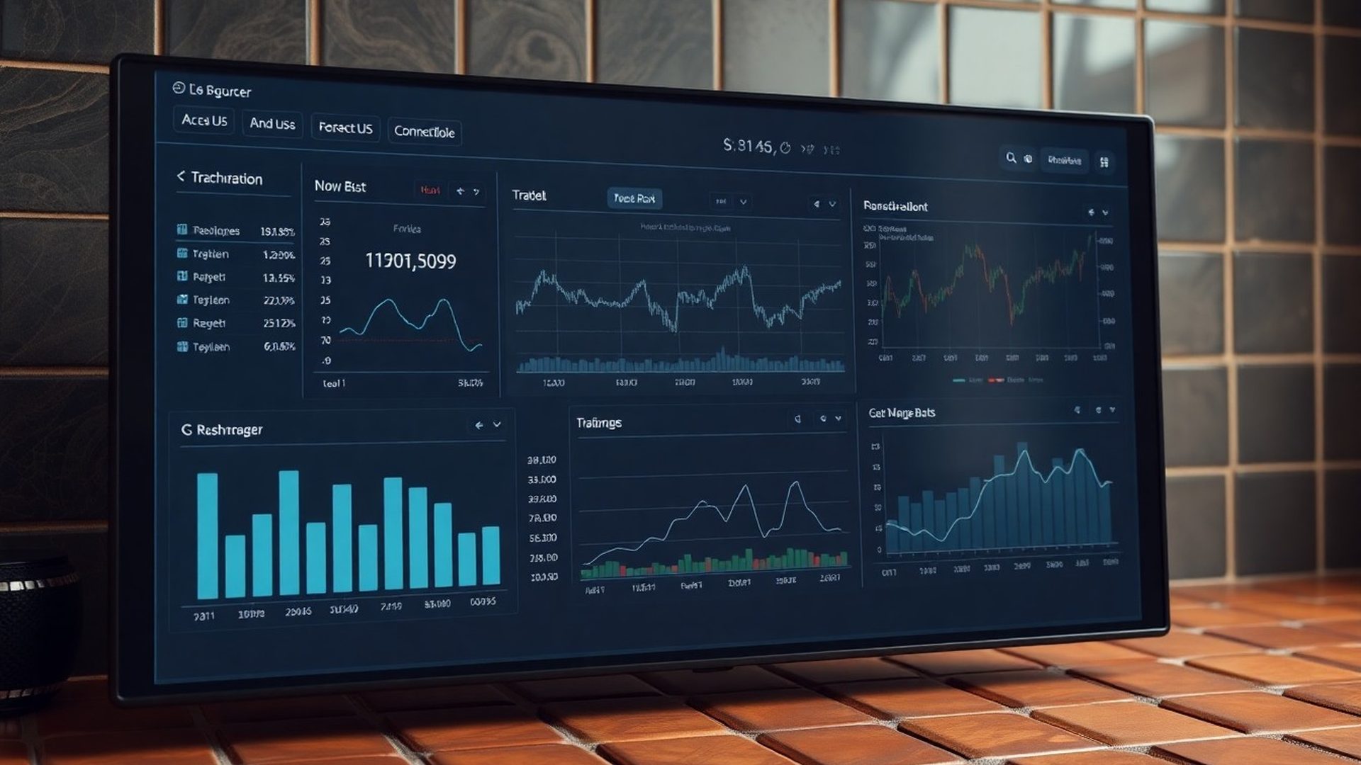 Panel de control de trading algorítmico con métricas de riesgo